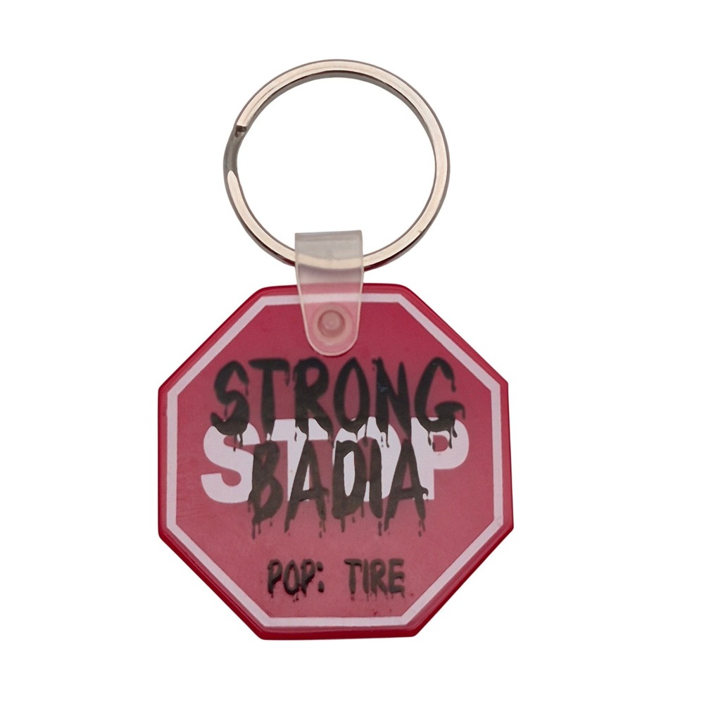 Homestar Runner Strong Bad Stop Sign Keychain Pop Tire Red